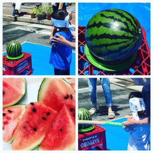 本日は深川資料館通り商店街主催の スイカ割りでした 産地とお客様を結ぶ 京呉服の店 田巻屋